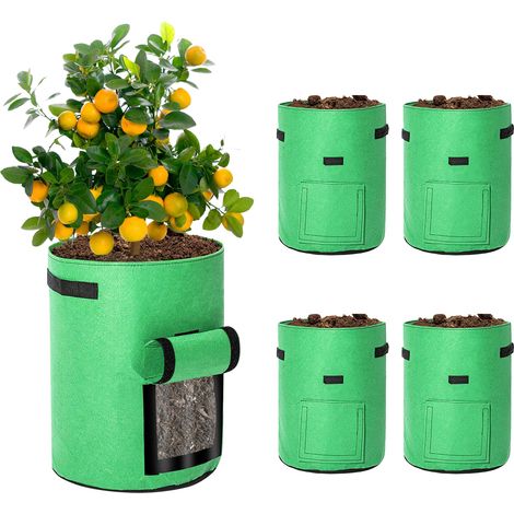 Hengda Borsa per piante. borsa per piante con manici. borsa per fiori da giardino riutilizzabile da 5 pezzi da 10 galloni (1/5)
