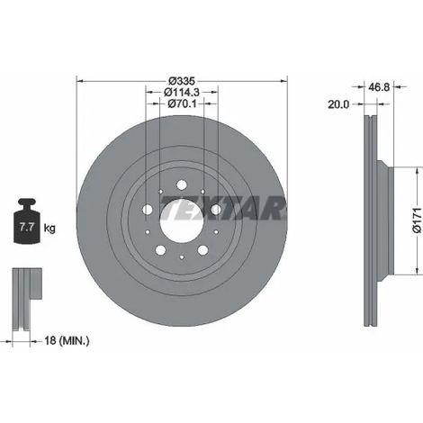 Lot de 2 Disques de frein Textar 92343303 TESLA 104463100D