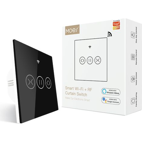 VURAHOME - Interrupteur Volet Roulant Connecté, Interrupteur Volet Roulant Wifi,Compatible Avec Alexa/Google Home, Interupteur Connecté Tactile Rétro Éclairage Peut Éteindre Led Timer App Contrôle,Noi (1/4)