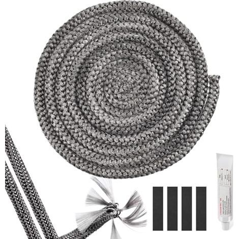 1 morceau de cordon d'étanchéité pour poêle, 12 mm x 3 m, ruban d'étanchéité pour poêles à bois, ignifugé. Fourni avec 4 morceaux de ruban haute température. (1/5)
