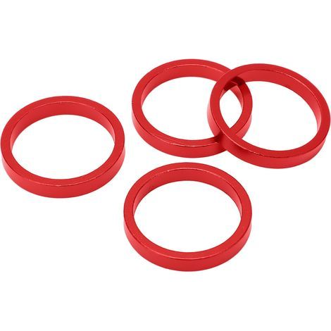 Lenkkopf-Distanzstücke (2er-Set) aus Aluminiumlegierung für Vorderradgabeln, kompatibel mit Mountainbikes und Rennrädern, für 28,6 mm Rohre (rot). (1/5)