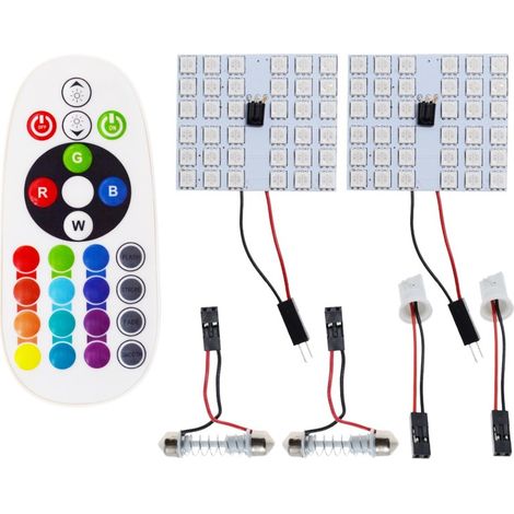 Module 36 LED RGB intérieur voiture télécommande plafonnier liseuse (1/5)