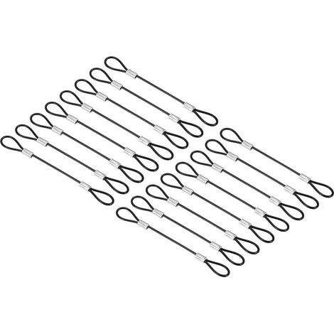 16 Paquet 0,3Ft Sécurité Câble Verrouillage Inox Acier 2mm Dia Noir (1/5)