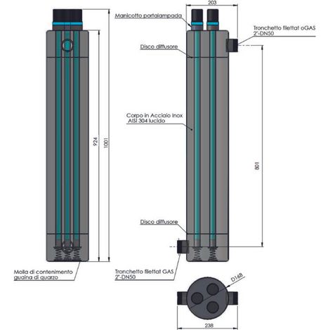 Lámpara uv-agua sistema de tratamiento de agua 180w 924 x 168 x 238