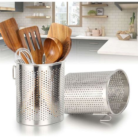 Küchenutensilienhalter aus Edelstahl, Utensilienorganizer für moderne Küchen, beschwerter Boden, rostfrei, großer Küchenutensilienhalter für die Arbeitsplatte (1/5)
