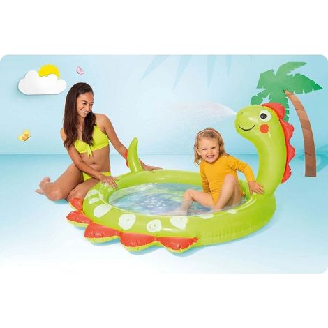 TRADE SHOP - Piscina Baby Gonfiabile Per Bambini Dinosauro 119 X 109 X 66cm 68lt Estate 58437 - (1/4)