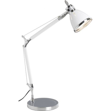 BRILLIANT lampe de table Octavia chrome / blanc 1x A60, E27, 40W, adapté aux lampes normales (non inclus) Échelle A ++ à E Avec interrupteur à cordon (1/3)
