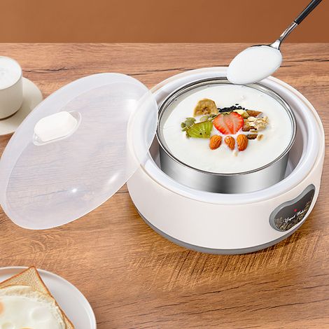 yogurtera automática de acero inoxidable, 1,2 l, con control preciso de temperatura y 5 recipientes – yogurtera multifuncional (1/5)