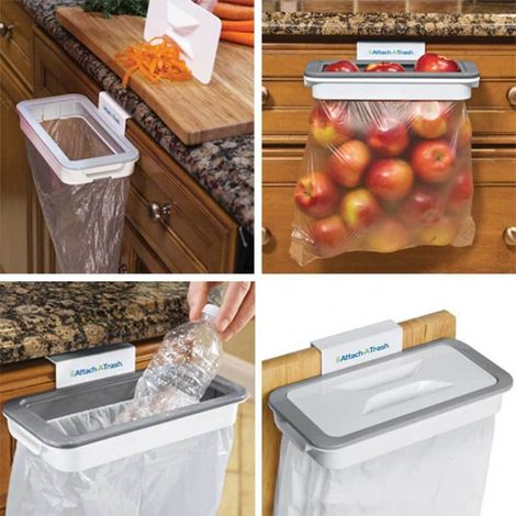 CESTINO DEI RIFIUTI SUPPORTO PER SACCHETTI SPAZZATURA ATTACH A TRASH SOSPESO