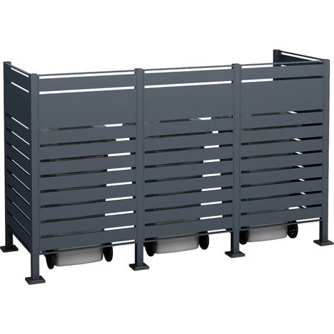 Westmann Habillage métallique pour conteneur à déchets Planum  3x240 L  Anthracite  250x90x150 cm