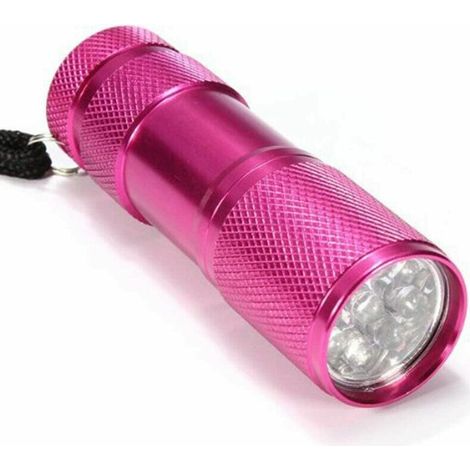 Rabais Portable 9 LED torche torche en aluminium activités de plein air en alliage d'aluminium rose rouge (1/3)