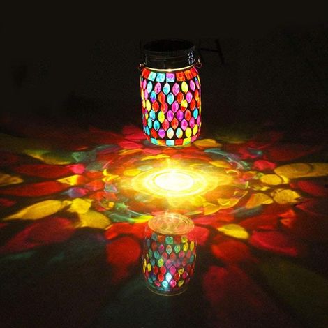 Lanterne solaire suspendue mosaïque, lampe de table décorative étanche pour l'extérieur, veilleuse, lampe décorative.-AquaForge