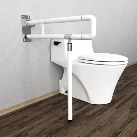 Poignée d'appui murale pour toilettes, poignée pliante, aide au relèvement, poignée de sécurité, main courante antidérapante pour personnes âgées, handicapées, femmes enceintes, jusqu'à 200 kg (1/5)