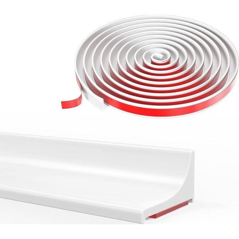 Barre de seuil de douche en silicone, joint de douche, bord de douche à l'italienne, barrière de douche anti-débordement, Convient pour salles de bains, douches et cuisines (blanc, 100 cm) (1/4)