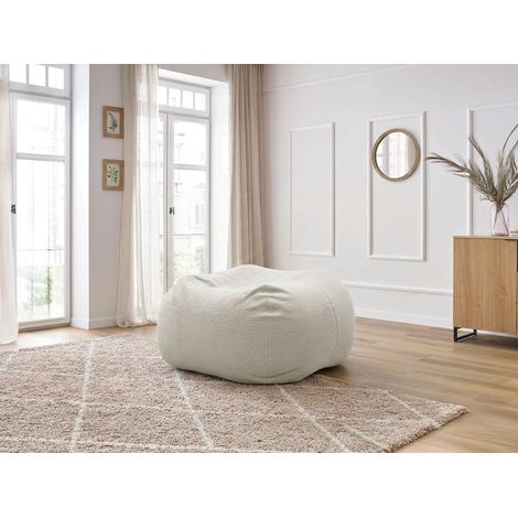 BOBOCHIC - Pouf ultra moelleux VOLTAIRE tissu chiné Blanc (1/5)