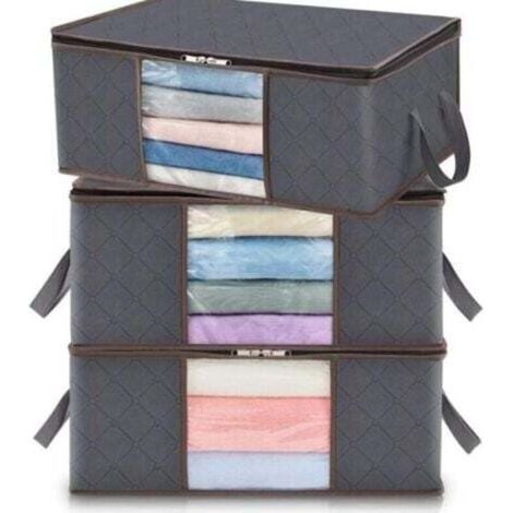 3 pcs Sac de rangement pour vêtements 35L, boîte de rangement pliable sous le lit pour chambre, couette, vêtements, couverture, jouets (1/4)
