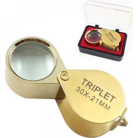 Bijoutier Eye Loupe Verre loupe 30x Loupe avec Boîtier 30x Loupe de Poche Pliable en Verre Loupe Botaniste Loupe Bijoutier 30X Loupe de Poche pour Bijoutier Horloger Lecture de Journal