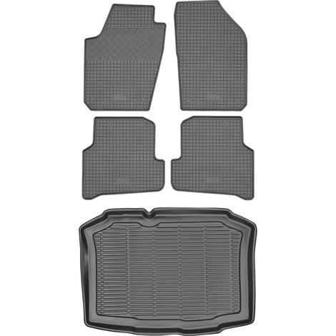 Ensemble de tapis de sol en caoutchouc pour Seat Ibiza IV Hatchback (2008-2017) + tapis de coffre (1/5)