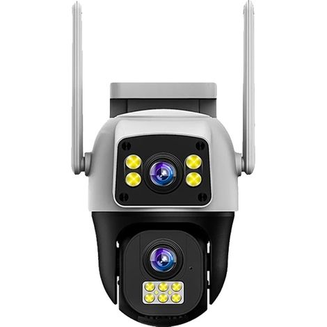 Cámara de vigilancia con doble lente, visión nocturna, conexión WiFi y enchufe europeo (tipo F). (1/2)