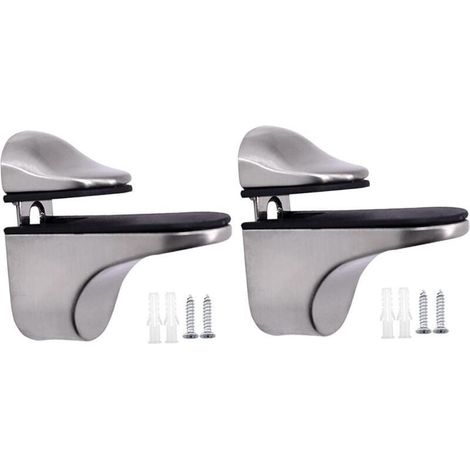 Pince de support d'étagère en verre, supports en verre pour bois de 3 à 21 mm, support de clip de salle de bain pour étagères de chambre à coucher, réparation de meubles, brossé (1/3)