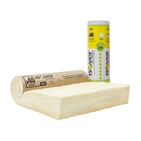 Isover – Panneau d'isolation laine de verre 240 mm – R=6 m²·K/W – Longueur 3,50 m – Largeur 1,20 m – Revêtement kraft quadrillé