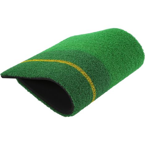 Tapis de swing portable mini, double couleur, gazon synthétique pour golf d'intérieur avec marquages. (1/5)