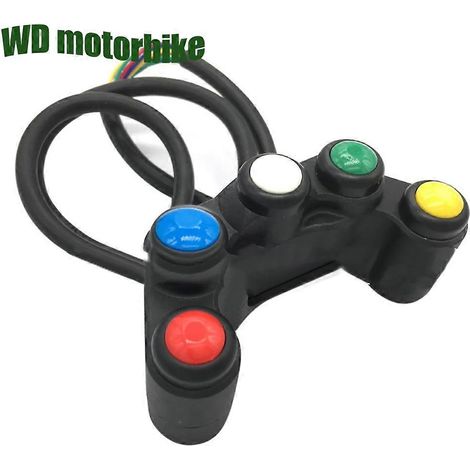 Interrupteur universel 7/8" pour moto, quad, vélo électrique, scooter, phare, antibrouillard, klaxon, clignotant, guidon (1/4)