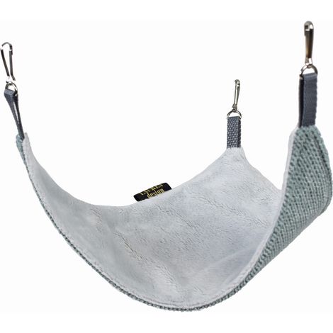 Hamac triangulaire pour rongeurs, structure menthe + tissu minky gris (1/4)