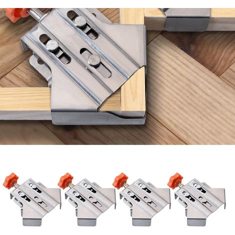 Lot de 4 colliers de serrage d'angle réglables en acier inoxydable pour le travail du bois, pince d'angle à 90 °, pour le travail du bois, cadre photo (1/5)