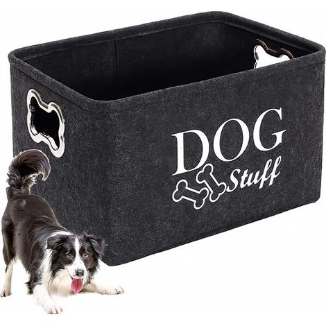 Boîte de rangement pour jouets pour chiens avec poignée en métal. Panier à jouets pour animaux. (1/5)