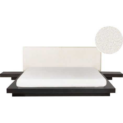 Letto ad acqua moderno 180 x 200 cm con materasso comodini testata bouclé legno di frassino scuro Zen (1/5)