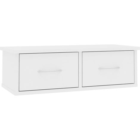 Maison Exclusive - Wand-Schubladenregal Weiß 60x26x18,5 cm Holzwe (1/5)