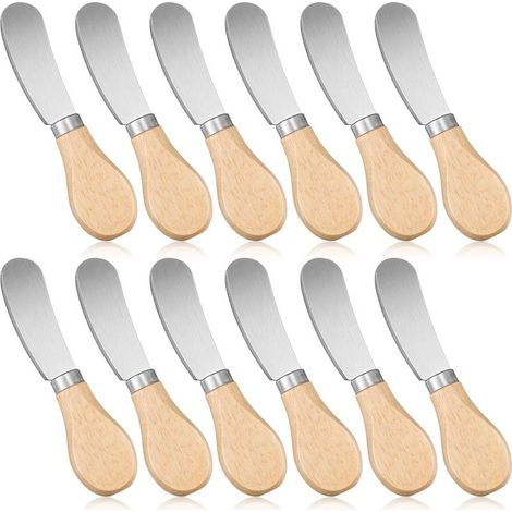 Käsemesser – Klinge aus Edelstahl und Griff aus Bambus – Für Butter, Marmelade, Sahne – 12er-Set (1/5)