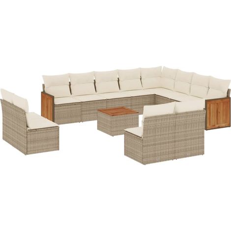 Set Divano da Giardino 13 pz con Cuscini Beige in Polyrattan vidaXL (1/5)