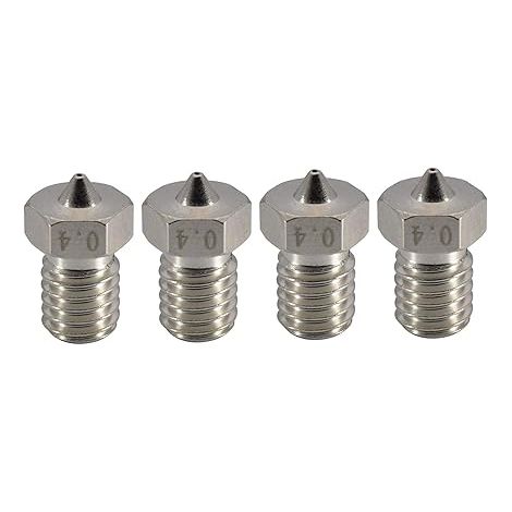 Lntyq 3D-Drucker-Düsensatz aus gehärtetem Stahl – verschleißfest – M6-Gewinde – 0,4 mm – für V6 Hotend Titan Aero Extruder – Prusa I3 MK3 MK3S Anycubic I3 Mega – 3D-Drucker (4 x 0,4 mm) (1/5)