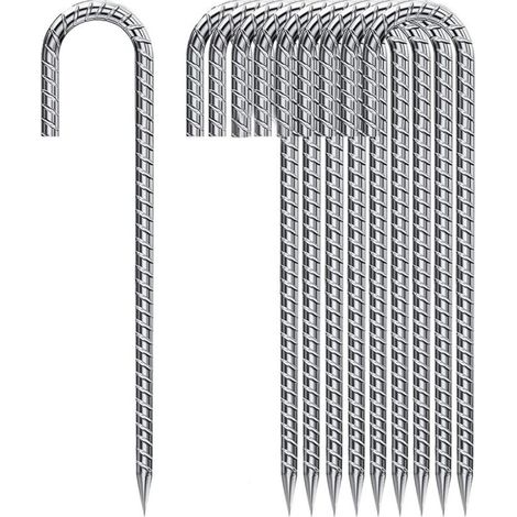 Lot de 10 piquets de tente galvanisés 30 cm – Acier antirouille – Fixation pour trampolines, tentes, clôtures – Usage intensif (1/5)