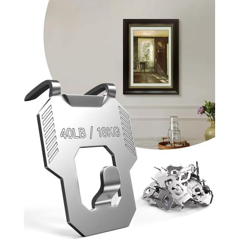 Lot de 20 crochets muraux à griffes pour tableaux, miroirs, photos et affiches: kit de fixation murale robuste et sans perçage, idéal pour la décoration de votre chambre ou bureau. Installation facile (1/4)
