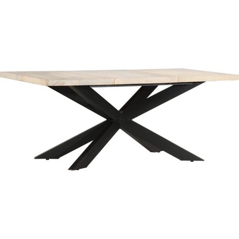Table à dîner 180x90x76 cm Bois de manguier massif blanchi (1/5)
