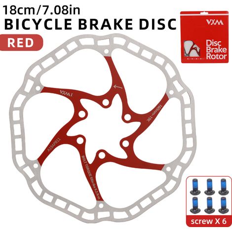 disque flottant rouge de 180 mm Disque de frein flottant VXM pour vélo, 160/180 mm, plaquettes de frein à disque à six broches (1/5)