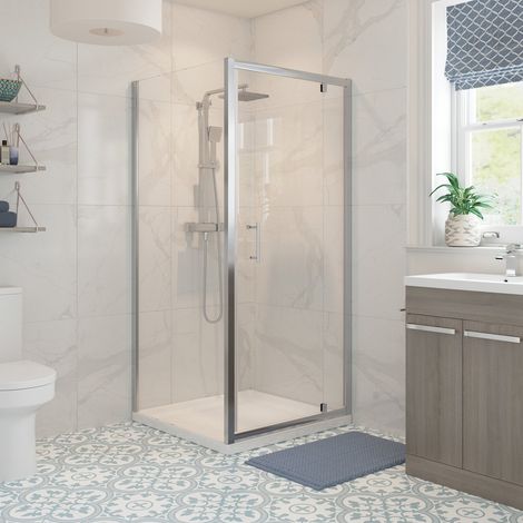 Signature Verve Pivot Door Square Shower Enclosure 700mm x 700mm - 6mm Glass (1/2)