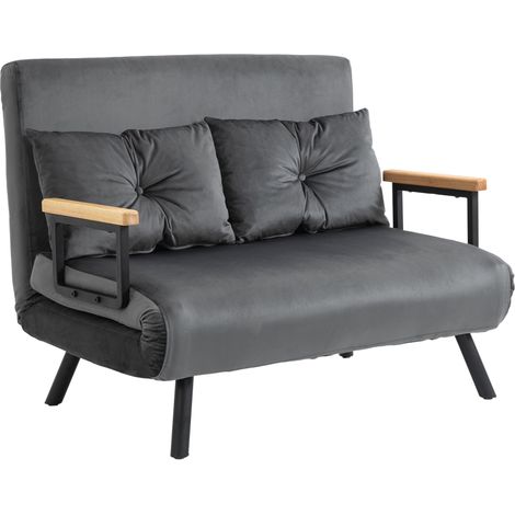 Fauteuil convertible en lit avec rangement, revêtement en velours gris foncé, 102 x 73 x 81 cm (1/5)