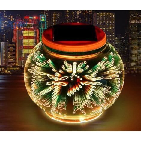 Lampe solaire de table en verre 3D - - Couleur changeante - LED - Extérieur (1/4)