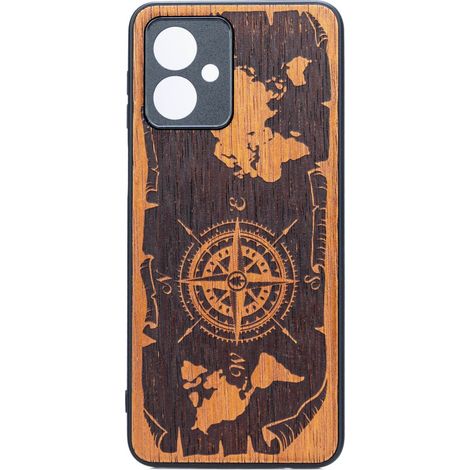 Custodia in legno Bewood per Motorola G54 5G, colore Merbau, colore rosa dei venti. (1/2)