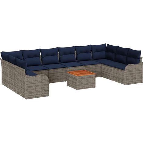 Garden Sofa Set 11 pcs Grey Poly Rattan vidaXL (1/5)