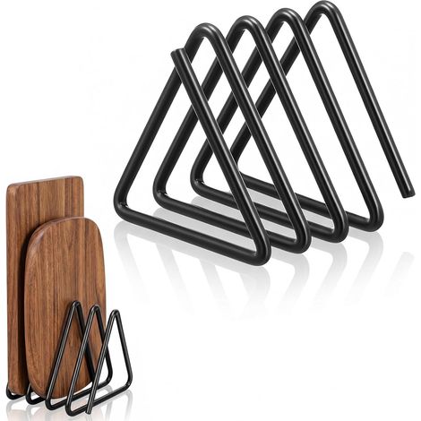 Support Planche à Découper Range Couvercle en Métal Noir avec 4 Fentes Planche à Découper Organisateur Placard Cuisine Rangement Couvercle Casserole Stable et Antidérapant pour Tiroir Plan (1/5)