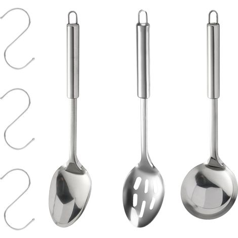 3 Pièces Cuillères de Cuisine en Acier Inoxydable Cuillèr à Fentes Cuiller à Soupe Cuillere de Service Inox Cuillere en Ustensiles Cuisine avec 3 Crochets Pour Mélange Tourner Service (1/5)