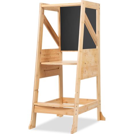 SWANEW Scrivania da sgabello per lavagna Learning Tower - gradini antiscivolo. piolo. bordi di sicurezza alti - nero (1/5)