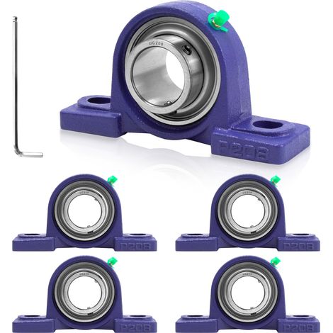 Palier Roulement 5Pcs UCP 208, Bride de Roulement de Bloc d'oreiller, Corps de Paliers en Fonte Bille Acier Roulements Est Doté d'un Graisseur, pour Roue de Brouette, Machine à Rouler (1/5)