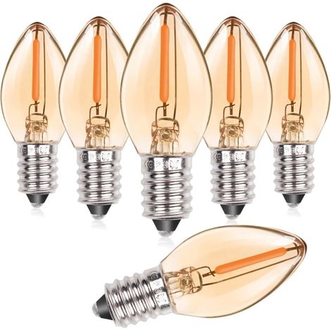 0,5W E14 LED-Filamentbirne C7 Retro-Nachtlicht, Schraubfassung, bernsteinfarbene Glas-Salzlampenbirne, entspricht 5W, nicht dimmbar (6er-Packung)