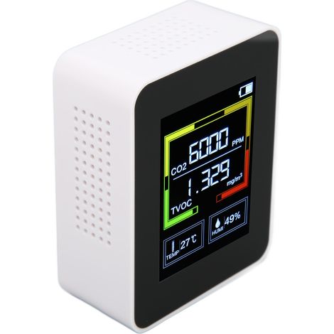 Détecteur de dioxyde de carbone ZNAZ2CO2, moniteur de qualité de l'air intelligent 4 en 1 TOVC, thermomètre et hygromètre portables (blanc) (1/5)